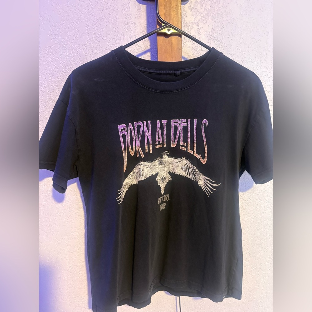 Black Graphic Tee with Eagle Design